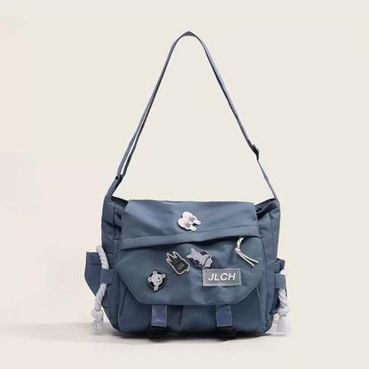 Women's Nylon Handheld One Shoulder Versatile Large Capacity Crossbody Bag Retro Work Travel Postman Bag