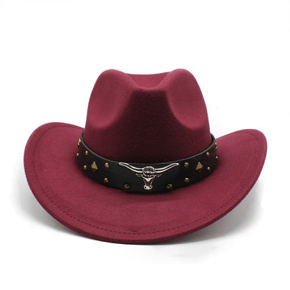New Women's Men's Wool Western Cowboy Hat For Gentleman Lady Winter Autumn Jazz Cowgirl Cloche Sombrero Caps 2 Big Size