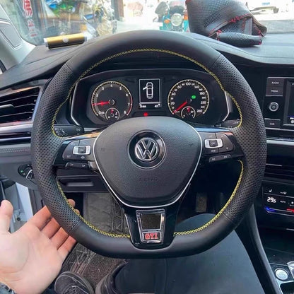 Car Steering Wheel Cover Black Non-Slip Artificial Leather For Volkswagen VW Golf 7 Mk7 Touran Up New Polo Jetta Passat B8 Tigua