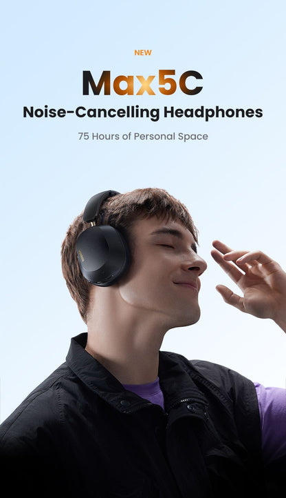 Fones de ouvido Bluetooth sem fio UGREEN Max5c ANC com cancelamento de ruído ativo de 43dB, Hi-Res LDAC, 75H de áudio espacial