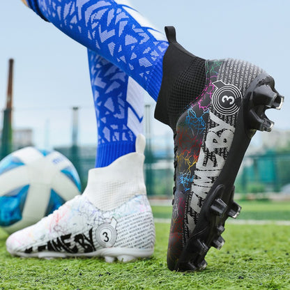 New Football Boots For Man, High Top FG/TF Soccer Shoes High Quality Kids Anti-Slip Grass Training Soccer Cleats Wide Size 31-48