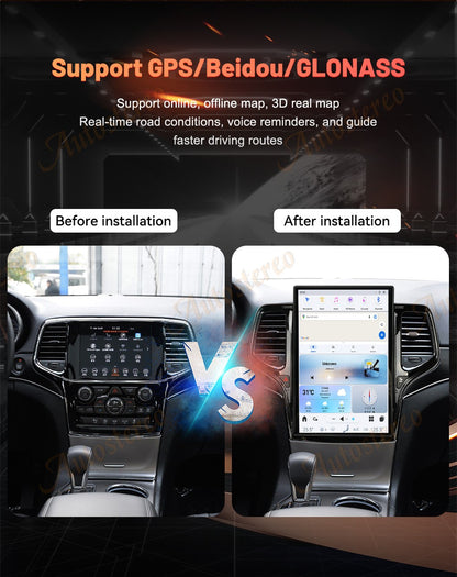 14.4 Polegadas Android 8+128GB para JEEP Grand Cherokee 2010-2021 Estilo Tesla Carro GPS Navegação Multimídia Player Rádio Toca-fitas Central