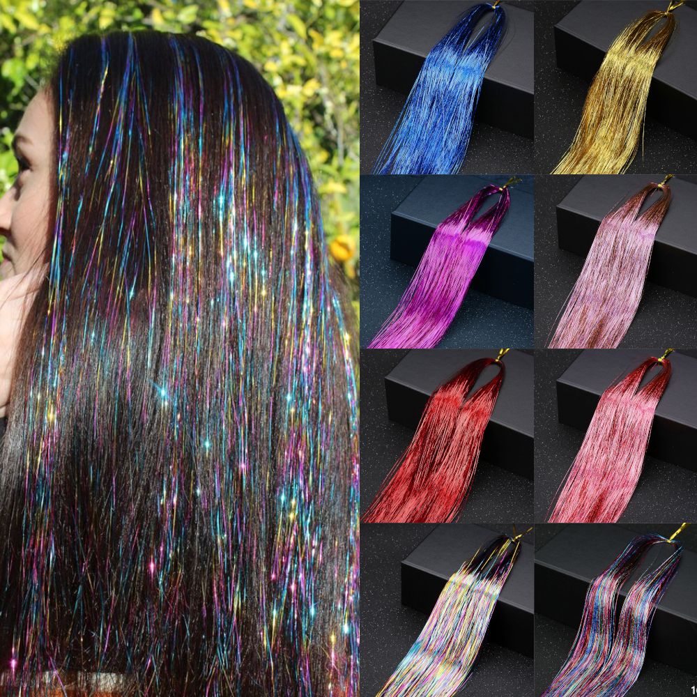 MISSQUEEN kit de cabelo sintético de 22 polegadas com 16 cores, com ferramentas, para extensão de cabelo feminino, tranças, brilho e cabelo cintilante