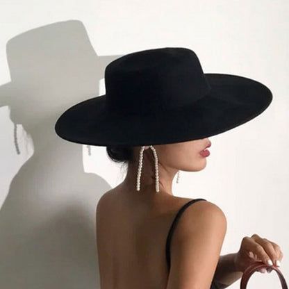 French Bow Tie Fedora Hat Winter Autumn Imitation Woolen Ladies Fedoras Top Wedding Jazz Hats Flat Top Felt Hat Bowler Hats