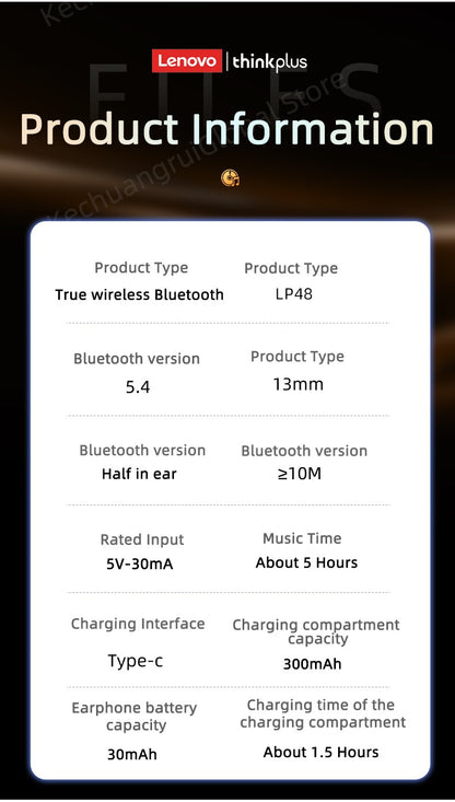 Original Lenovo LP48 TWS Wireless Bluetooth 5.4 Earphone Gaming Earbuds HIFI Music Headphones Noice Cancelling Dual Mode Headset