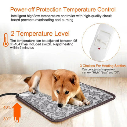Tapete aquecido para cães Temperatura ajustável para animais de estimação Almofada de aquecimento para cães À prova d'água Almofada de aquecimento elétrica Temporizador de aquecimento para cães Suprimento para dormir à prova d'água