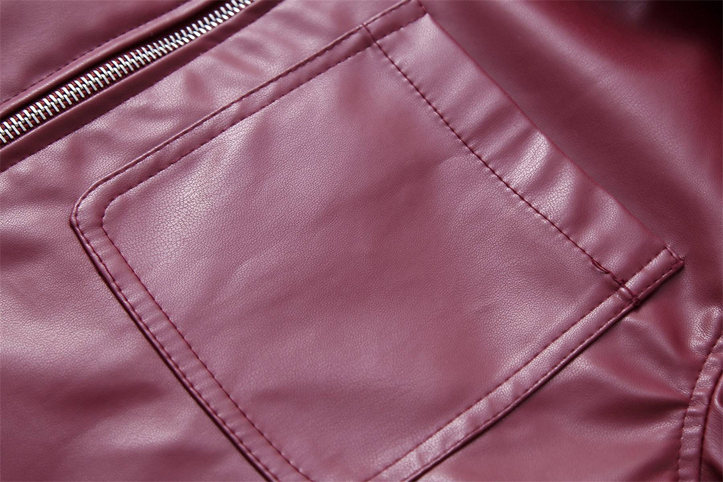 Jaqueta Feminina de Couro Sintético Vermelho Vinho Vintage, Casaco Moderno com Zíper e Lapela, Casacos de Outono Inverno, Blusas Curtas Femininas Estilo Streetwear