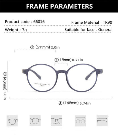 Óculos Ultraleves TR90 para Computador, Anti-Luz Azul, Proteção Ocular para Mulheres e Homens, Design Retrô Sem Parafusos, Óculos de Leitura Redondos