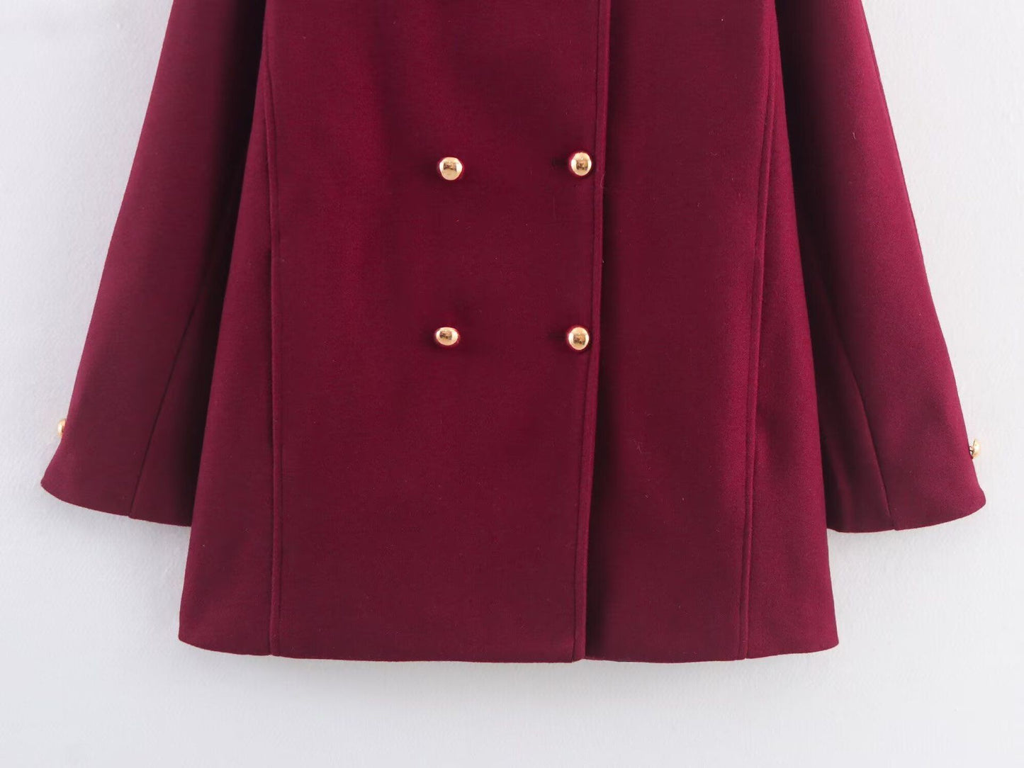 Thickened Double-Breasted Warm Collar Two-Tone Women's Winter Coat Fashionable Commute Style Polyester Fiber Long Sleeve Coat