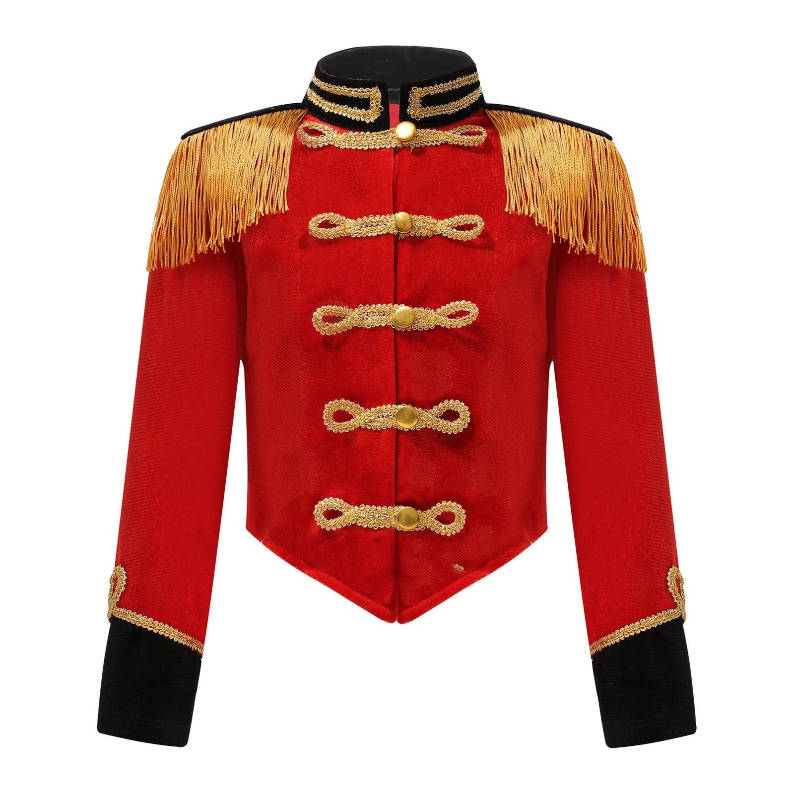 Boys Girls Drum Major Team Uniform Nutcrackers Costume Set Marching Band Tassel Jacket Coat Hat Outfits for Drummer Performance