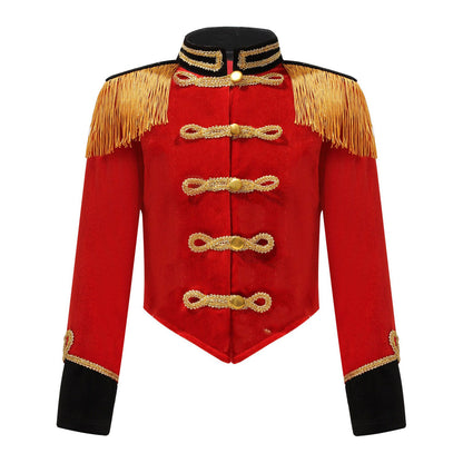 Boys Girls Drum Major Team Uniform Nutcrackers Costume Set Marching Band Tassel Jacket Coat Hat Outfits for Drummer Performance