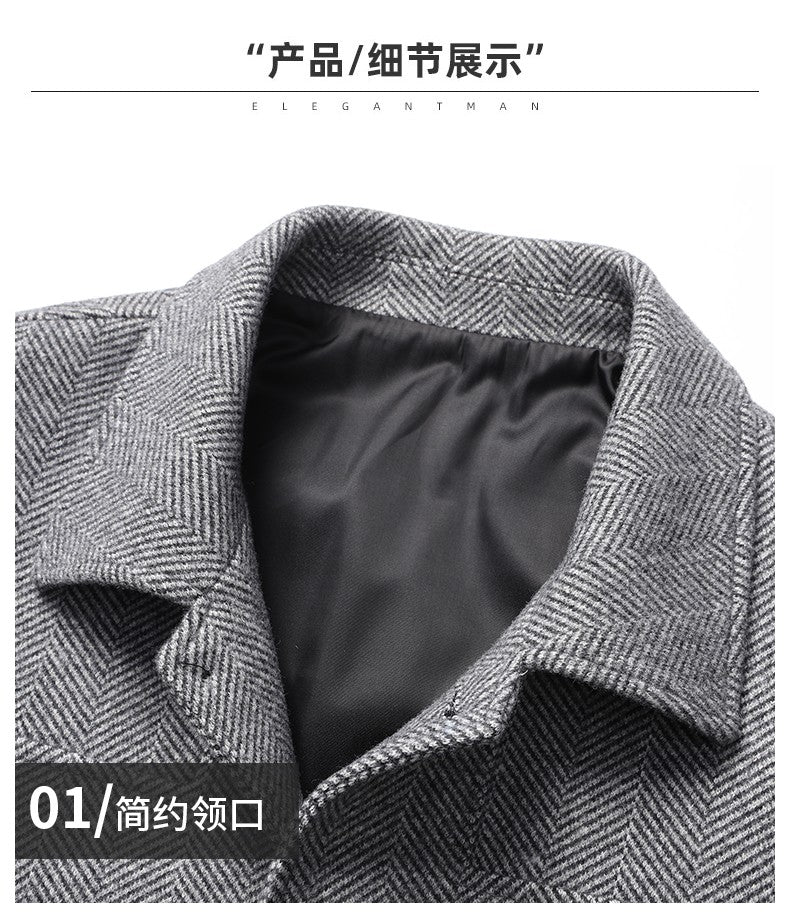 Autumn Winter Woolen Jacket for Men High-quality Casual Business Short Trends Coat Thickened and Warm Social Overcoat 2023