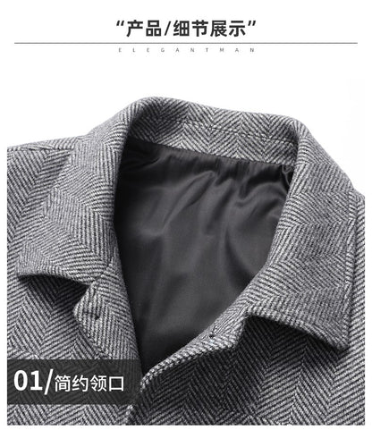 Autumn Winter Woolen Jacket for Men High-quality Casual Business Short Trends Coat Thickened and Warm Social Overcoat 2023