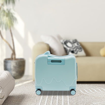 Mala de Viagem, Maleta de Viagem Infantil Portátil, Mala de Rodinhas de 18 Polegadas para Crianças, Mala Infantil Azul Celeste, Natal