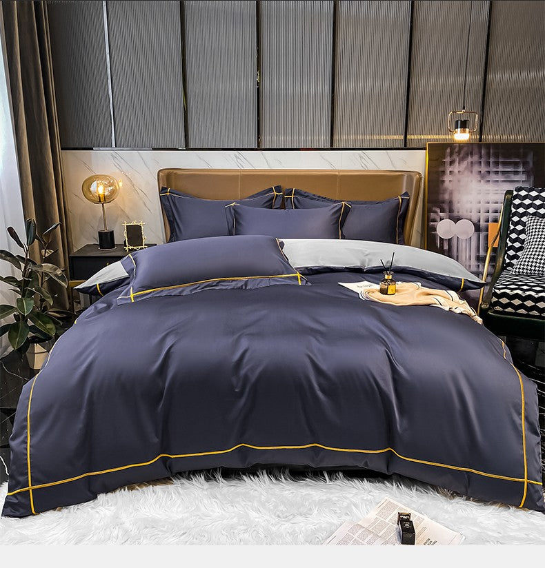 Lençol de Cima Bordado 100% Algodão Egípcio Sedoso Conjunto de Cama Lençol de Cima Queen King Size