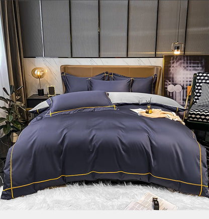 Lençol de Cima Bordado 100% Algodão Egípcio Sedoso Conjunto de Cama Lençol de Cima Queen King Size