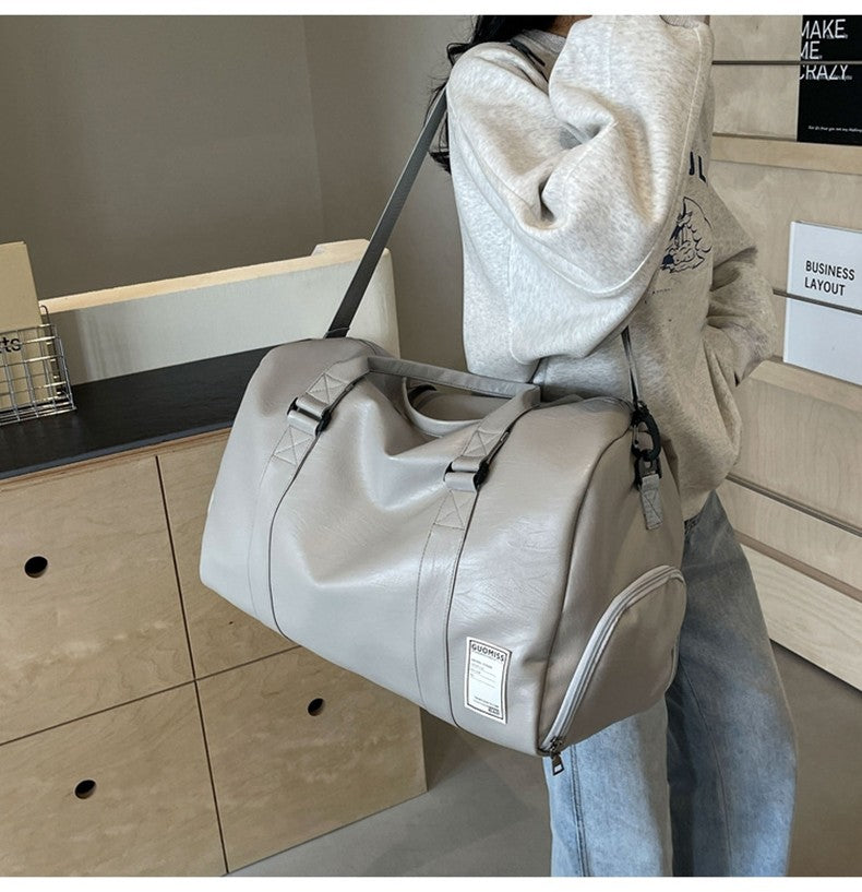 PU Travel Duffel Bag Waterproof Luggage Handbag with Shoes Pocket Weekender Overnight Daypack Dry Wet Sports Shoulder Tote Pack