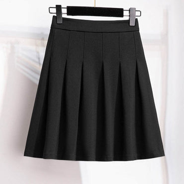 150Kg Plus Size Women's Autumn Loose Pleated A-Line Skirt 4XL 5XL 6XL 7XL 8XL 9XL Solid Elastic Waist Skirt Black