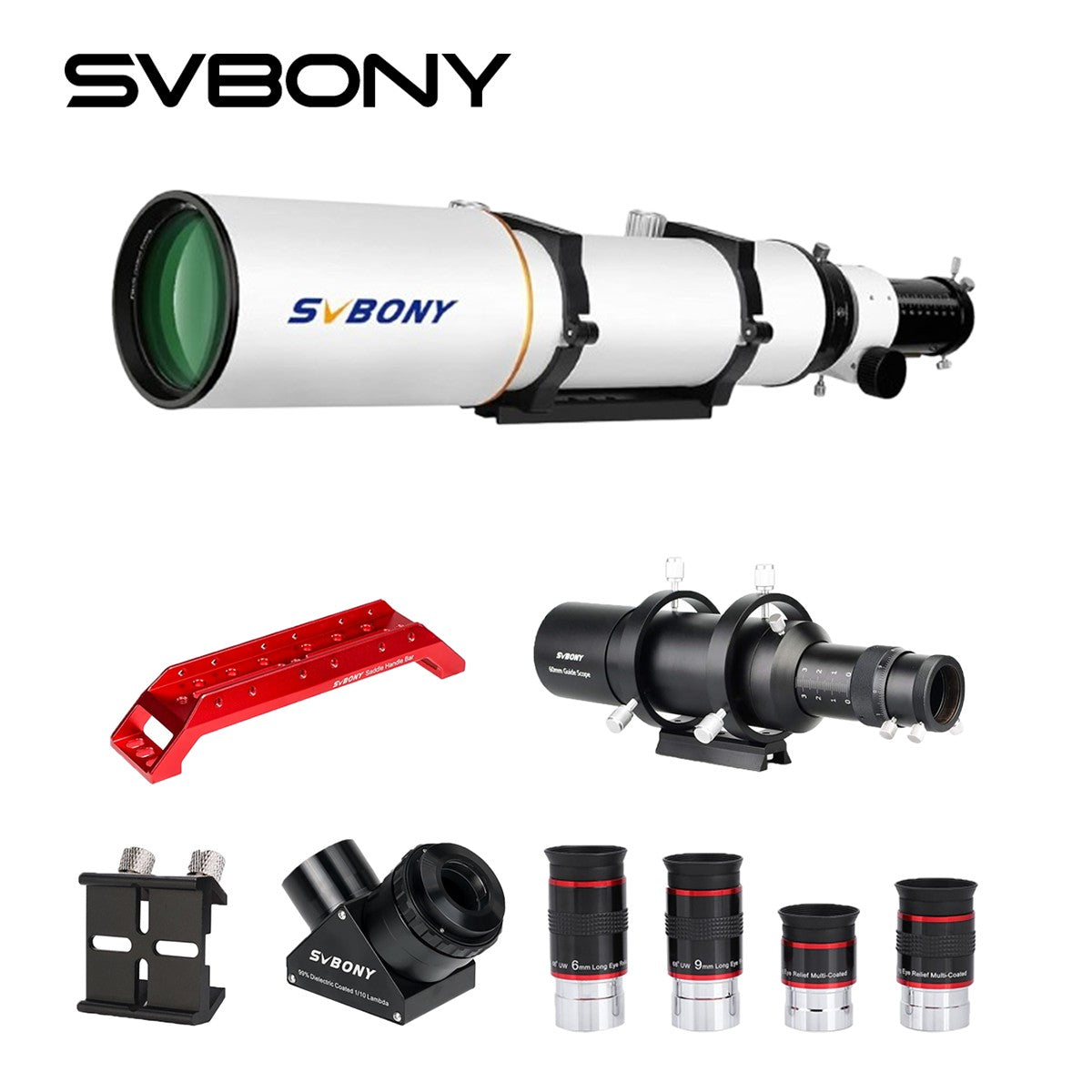 Telescópio Refrator Svbony SV503 102ED OTA com Espelho Diagonal SV223 de 2 polegadas e 90 graus para Astrofotografia de Céu Profundo