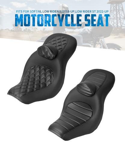 Assento de Passageiro e Condutor de Moto REWMTER com Encosto, Assento Duplo para Harley Softail Low Rider S Sport Glide Low Rider ST 18-24