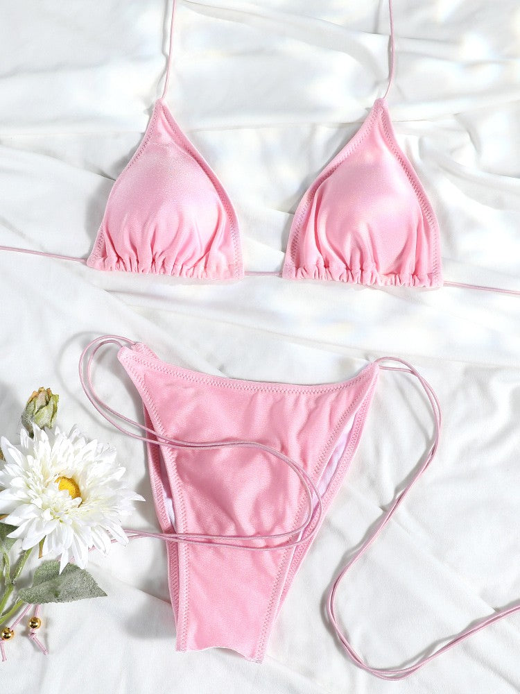 Rinabe Blue Two-Piece Suit Women's Swimsuit Push Up Solid Bikini Set Beachwear Low Waist Bathing Suits Female Swim Suits