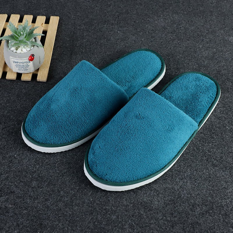 5 Pairs/Lot Winter Cotton Slippers Men Women Disposable Hotel Slippers Home Plush Slides Travel SPA Hospitality Guest Footwear