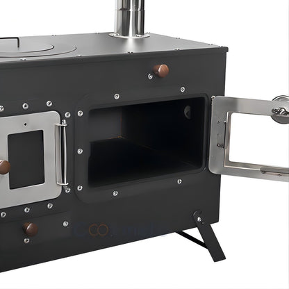 Fogão Multifuncional a Lenha para Acampamento Queimador Externo Portátil com Forno Barraca Fogão Caminhada Piquenique Churrasco Assar Aquecimento Pizza