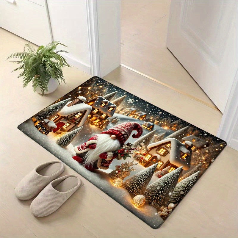 VIKAMA Winter Christmas Snowman Rug Suitable for Bedroom and Living Room Soft and Comfortable Floor Mat Home Decor