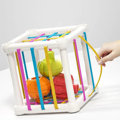 Atividade Sensorial de Empilhar Cubos Geométricos Jogo de Treinamento de Habilidades Motoras Finas e Dedos Brinquedos Educacionais Precoces Para Bebês Presente