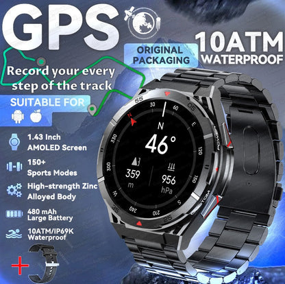 2025 AGPS New Men Smart Watch DIgital Military Sport Electronic Bluetooth 10 ATM Waterproof Diving Original Bracelet