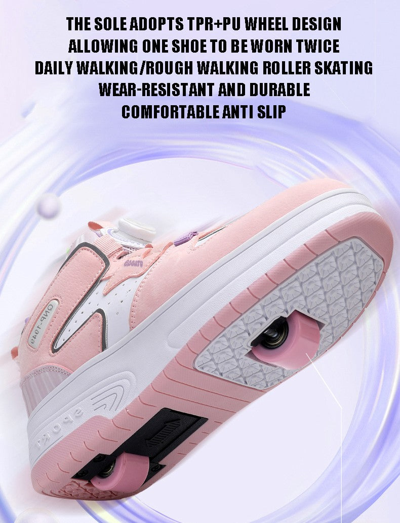 Children Junior Roller Skate Shoes Kids Sneakers with Two Boys Girls Wheels Shoes Running Adult Casual Boys Shoes size 31-42