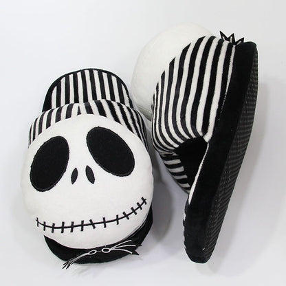 28cm Disney Filme O Estranho Mundo de Jack Skellington Pelúcia Chinelos de Quarto Masculino Feminino Inverno Presentes
