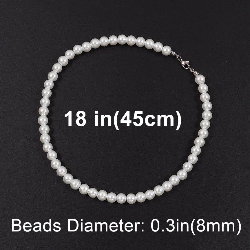 Colar Elegante de Pérola Branca Artificial 1 Peça Gargantilha Corrente de Contas para Homens e Mulheres Presente de Joia da Moda