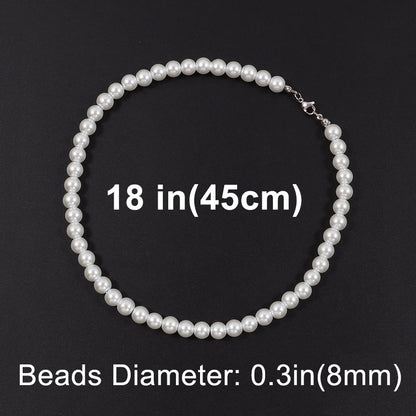 Colar Elegante de Pérola Branca Artificial 1 Peça Gargantilha Corrente de Contas para Homens e Mulheres Presente de Joia da Moda