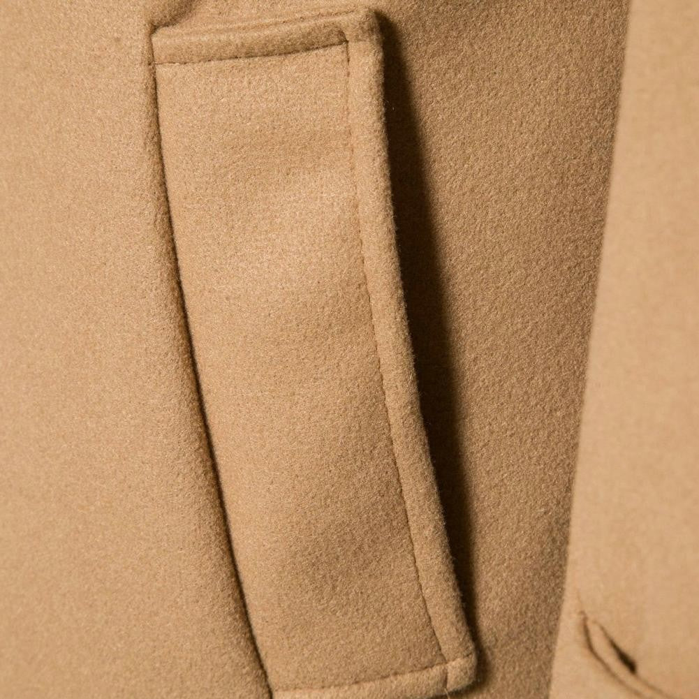 Men Overcoat Double-breasted Slim Fit Mid Length Long Sleeve Thick Windproof Warm Soft Cardigan Buttons Lapel Men Long Coat