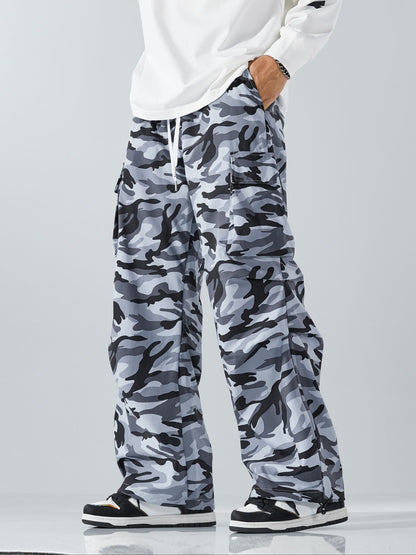 Men's Three-color Casual Camouflage Leaf Pattern Sport Belt Side Pocket Casual Sport Pants