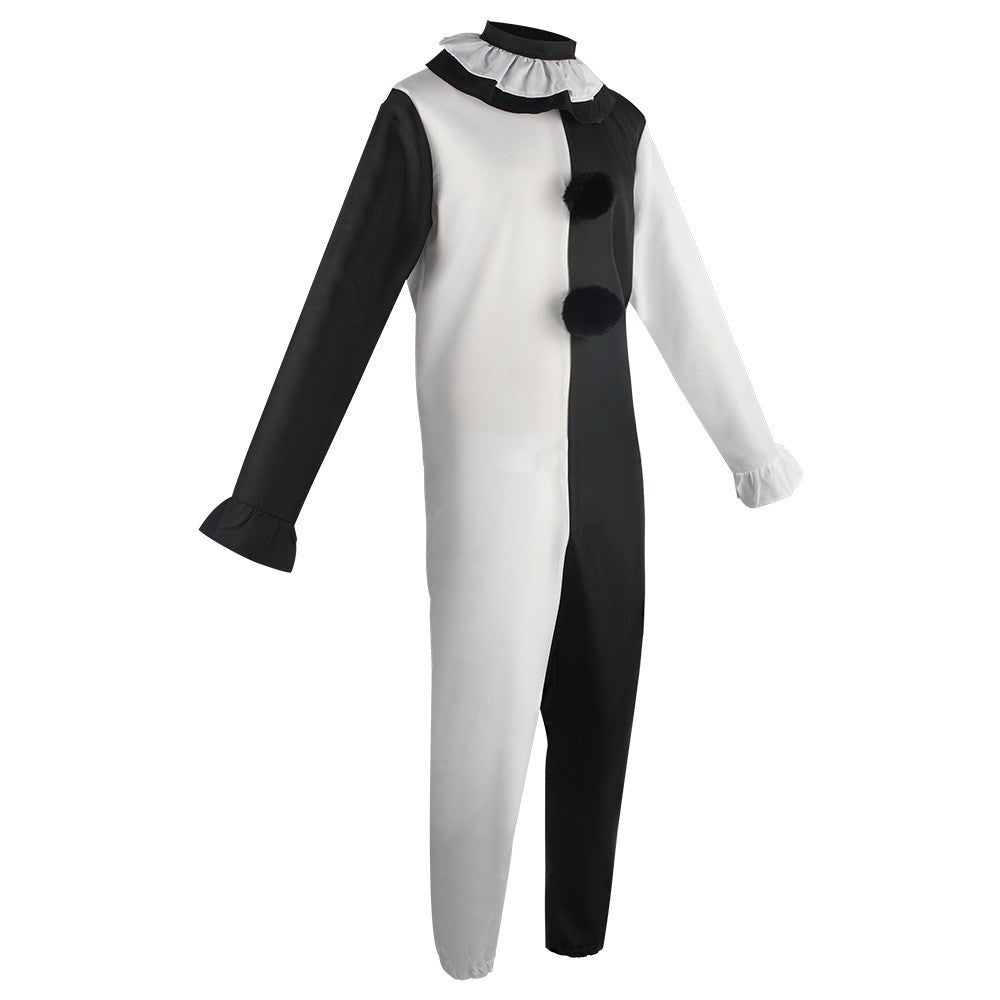 Terrifier Clown Cosplay Costume Black White Jumpsuit Dress for Men Women Halloween Horror Party Role Play Outfit Carnival Dress