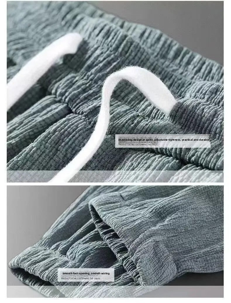 Summer Men's Thin Loose Sports Pants Breathable Casual Sweatpants Comfortable Wide Leg Harlan Nine Points Lightweight Trousers