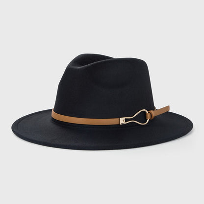 Belt Wool Fedoras Hat For Women Men Winter Autumn Warm Vintage British Style Round Bowler Caps Church Flat Brim Felt Jazz Hats
