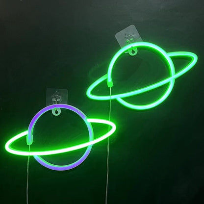 Neon Sign Alien Face Shaped Wall Hanging Lights for Home Game Room Saucerman  Plant LED Night Lamps Xmas Party Holiday Art Decor