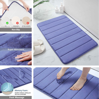Velvet Memory Foam Bathroom Rug Set Of 3 Water Absorption Non Slip Extra Soft Bath Mats Machine Washable&Dry Toilet Floor Mat