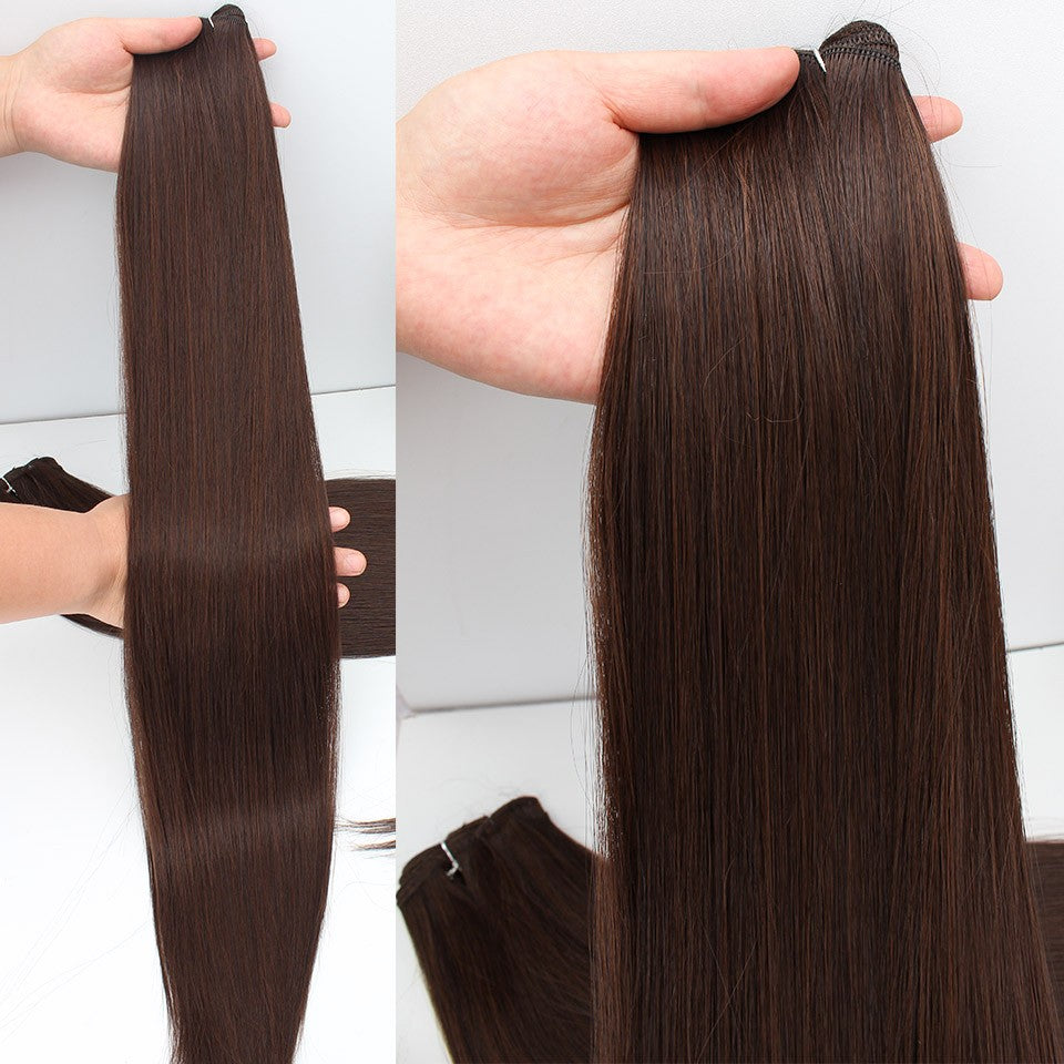 Cabelo Sintético Russo Liso de 65cm 200g, Extensões de Cabelo de Fibra com Bio Proteína Resistente ao Calor, Rabo de Cavalo para Cosplay