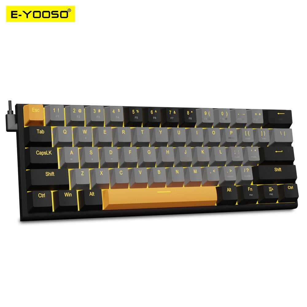 E-YOOSO Z11 Teclado Mecânico para Jogos USB com Fio Red Switch 61 Teclas Gamer Russo Português Brasileiro para Computador PC Laptop