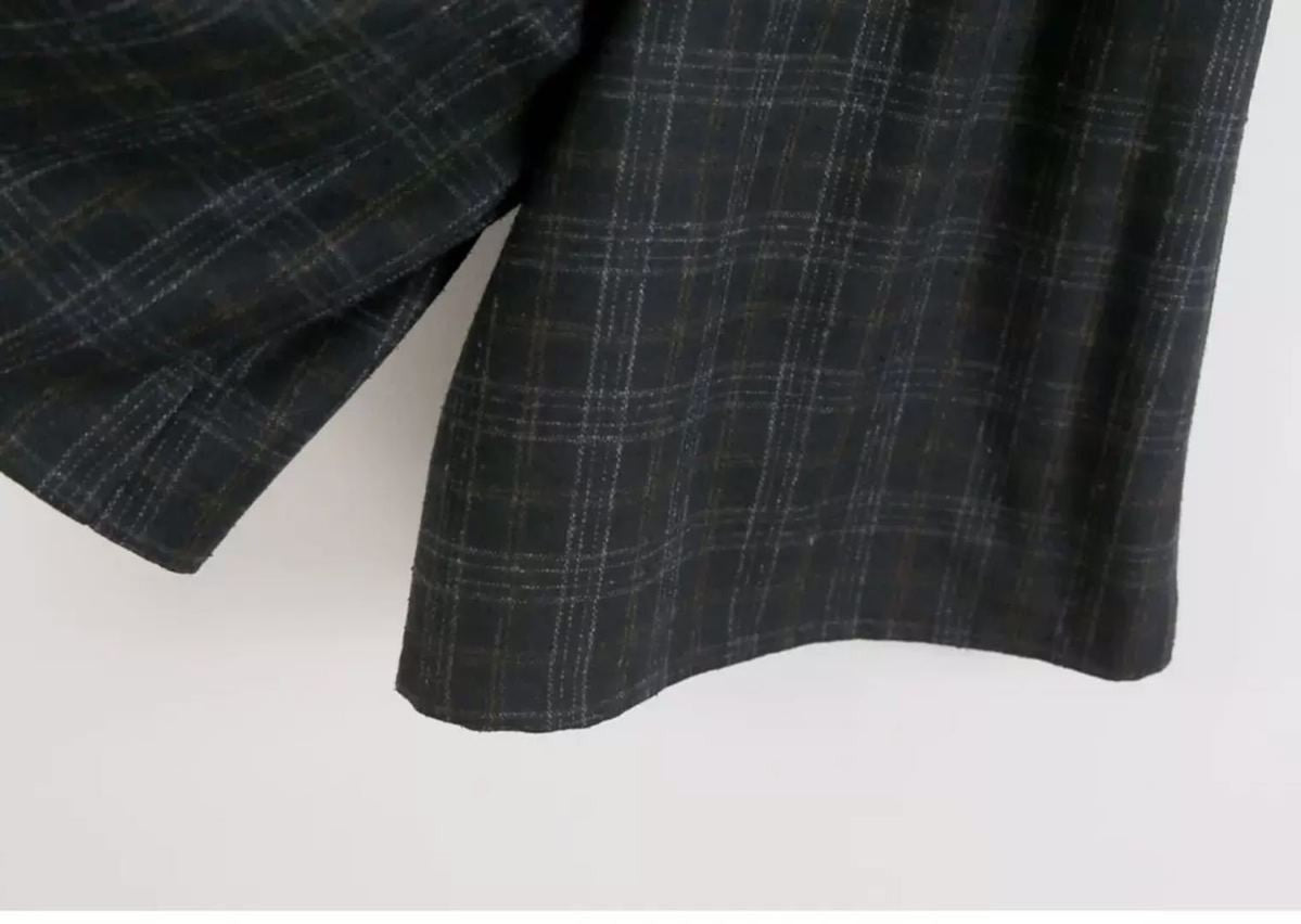 Women Elastic High Waist Woolen Pants Autumn Winter New Plaid Wool Wide Leg Pants Female Casual Loose Ankle-Length Skirts Pants