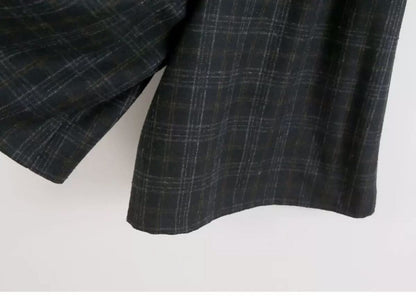 Women Elastic High Waist Woolen Pants Autumn Winter New Plaid Wool Wide Leg Pants Female Casual Loose Ankle-Length Skirts Pants