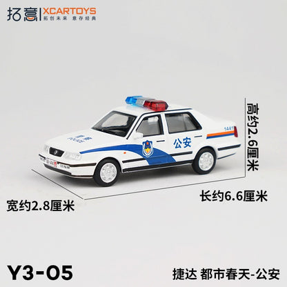 XCARTOYS 1/64 Y58-08 Santana Sedan, Carro de Polícia, Modelo em Miniatura, Modelo de Carro em Liga, Carro de Brinquedo, Segurança Pública