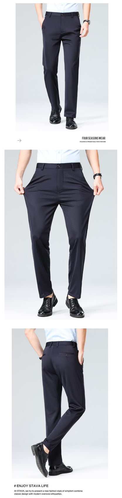29-42 Men's Summer Pants Thin Straight Stretch Casual Pants with No Trace No Ironing Fabric Silky and Cool Feeling