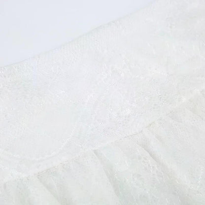 Lace Tulle Skirt A-line Miniskirt Black Solid Low Waist Tiered Lace Shorts Skirts Womens White Fairycore Micro Boho Skirt