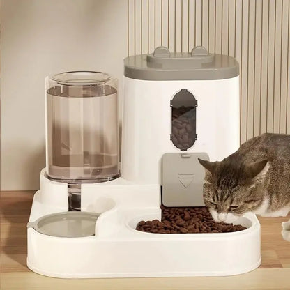 Conjunto Comedouro e Bebedouro Automático para Cães e Gatos: Design por Gravidade, À Prova de Vazamento, À Prova de Derrame, Antiderrapante, Fácil de Limpar, Tigela de Comida Embutida