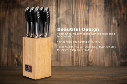 6-Piece Steak Knife Block Set High Carbon Stainless Steel Table Knife And Table Fork Set Double Forged Full Handle Dinner Knife